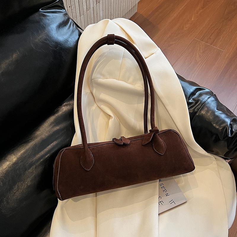Bolsa feminina retro francesa de camurça premium fosca nova 2025 bolsa de axila bolsa de bastão de lei bolsa de ombro