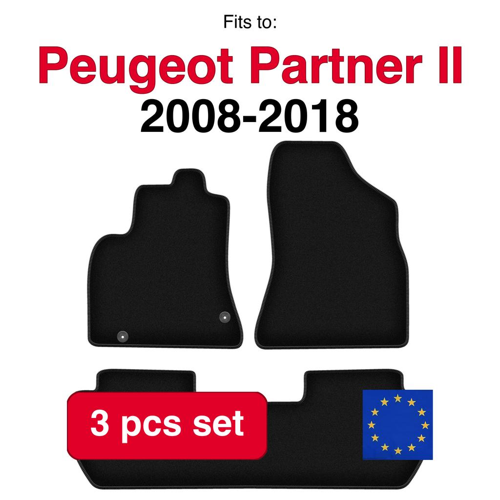 Basic Velour Car Mats For Peugeot Partner Ii 5-Seat (2008-2018)
