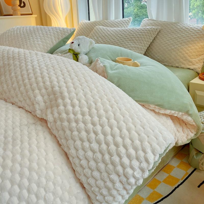 Gray Warm Milk Velvet Duvet Cover Autumn and Winter Thick Comforter Cover Children Adult Bedroom Solid Color Single Duvet Covers