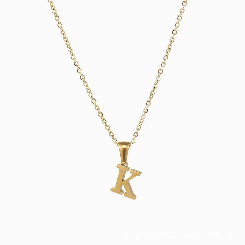 Fashionable 18k Gold Stainless Steel Mini Letter Necklace For Women Trendy Titanium Steel Pendant Necklace