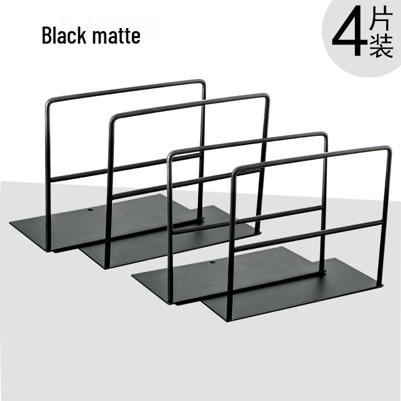 Minimalist Iron Bookends Set - 4-Piece Desktop Book Holder for Students