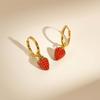 Women's Sweet Strawberry Drop Earrings,Gold Plated Stainless Steel Hoop Earrings for Girls,Cute Waterproof Jewelry Gift