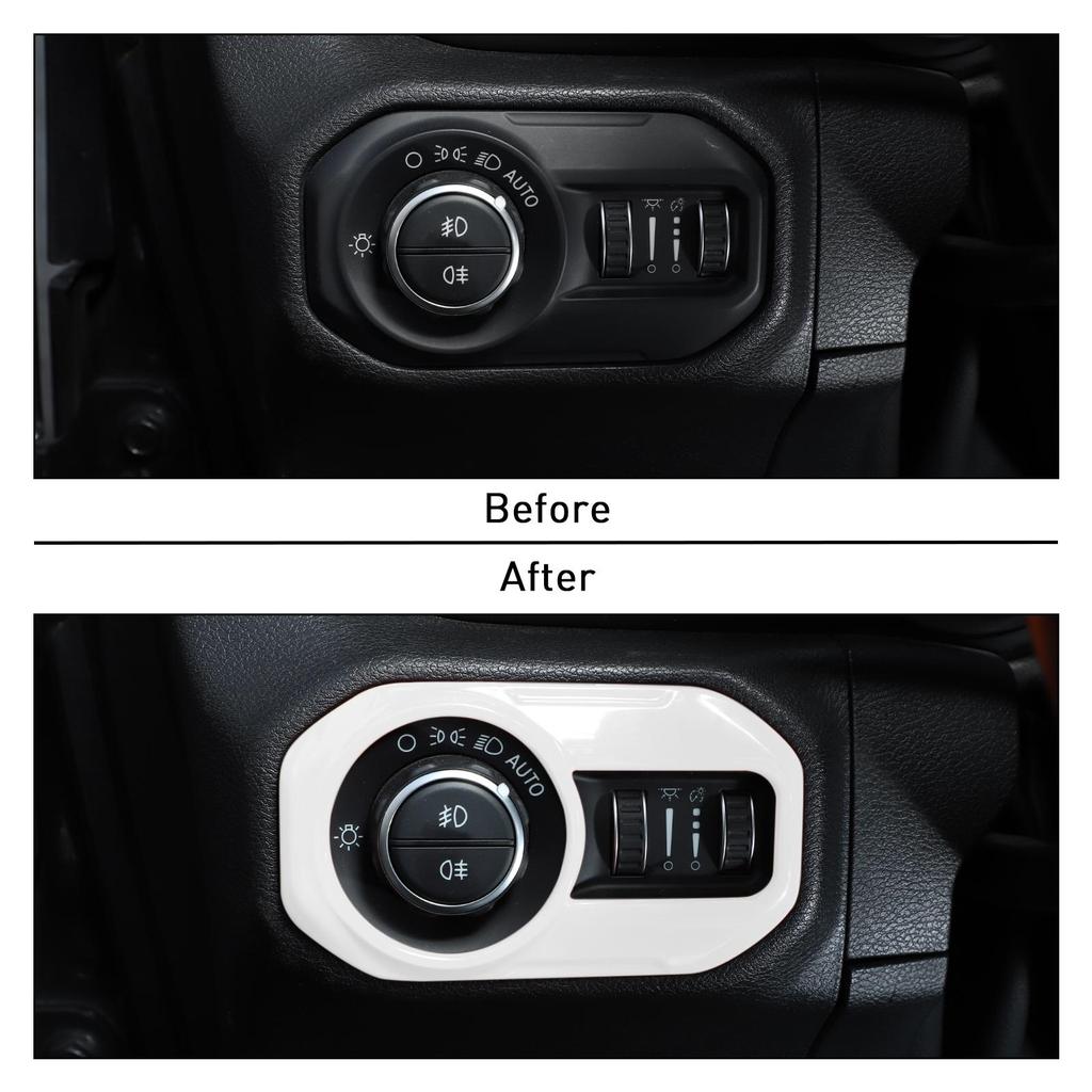 Headlight Lamp Switch Trim Cover Button Decoration Interior Accessories for 2018-2021 Jeep Wrangler JL JLU & Gladiator JT White Headlight Lamp Switch Trim Cover Button Decoration Interior Accessories for 2018-2021 Jeep Wrangler JL JLU & Gladiator JT White