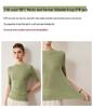 Solid Color Slimming Five-Sleeve Half-High Collar Base Layer Knit Top