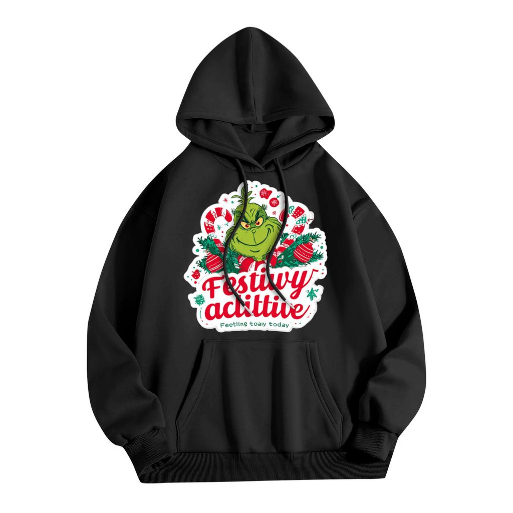 Women's Fashion Christmas Printed Casual Hooded Sweatshirt With Pockets
