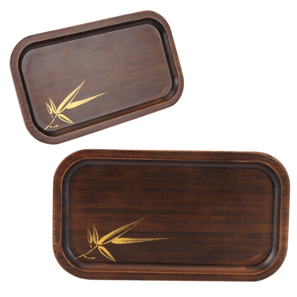 Wood Rectangular Tea Tray Rectangular Shape Snack Platter Bamboo Tea Tray Household Kitchen