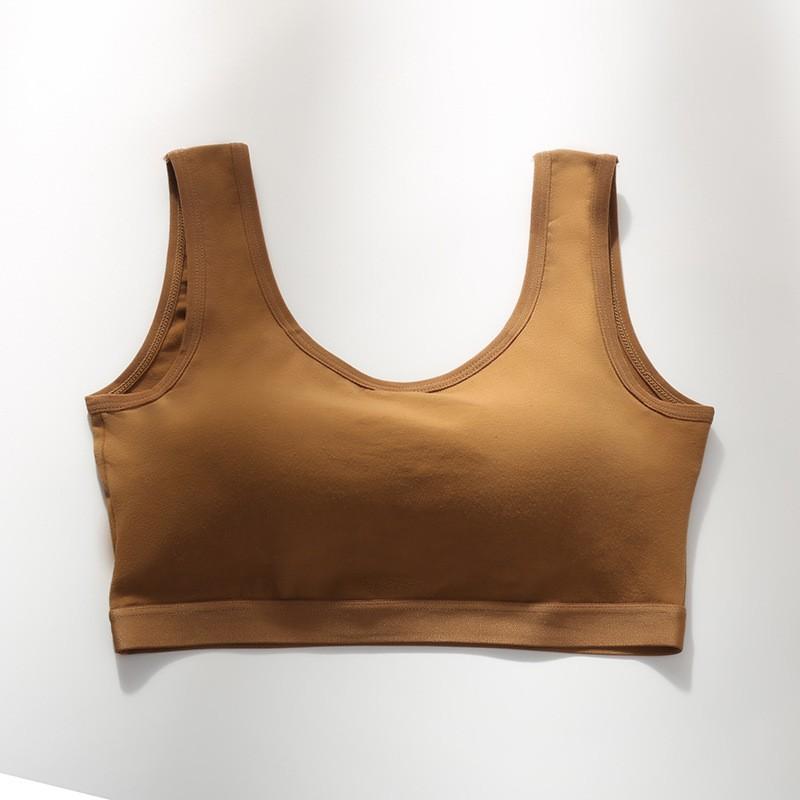 Pure Cotton Fixed Bra U-shaped One-piece Beautiful Back Sports Bra Underwear Small Chest Gathering Without Steel Ring Student Vest