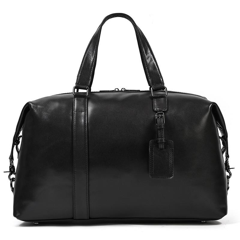 Leather Men'S Travel Bag Short Business Trip Business Hand Luggage Bag Large Capacity Leisure Fitness Bag Messenger Bag