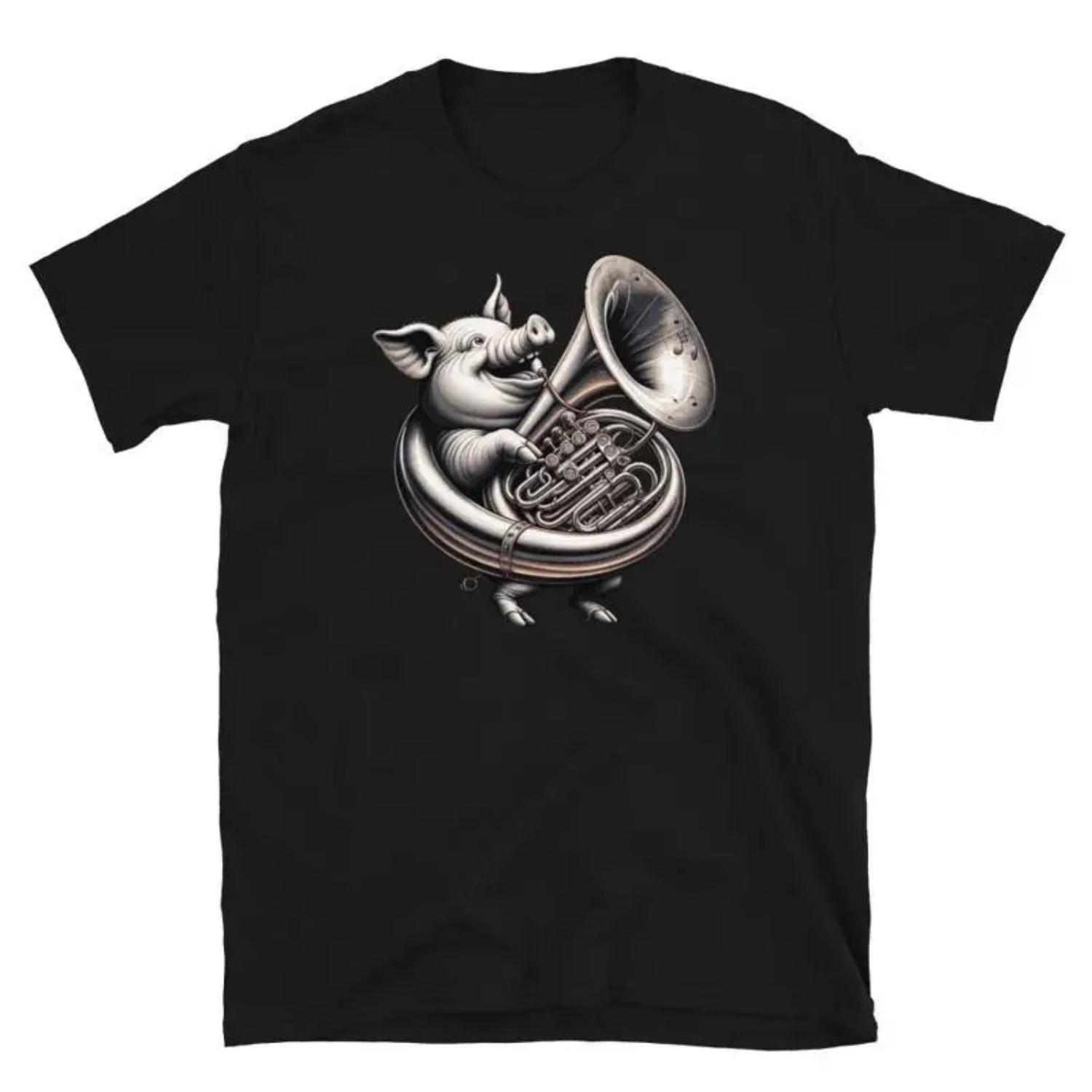Funny Pig Musician Tuba T Shirt Artistic Music Lover S S