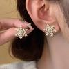 1 Pair Personalized Elegant Luxurious Snowflake Glass Inlaid Christmas Stylish Earrings For Women