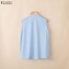 ZANZEA Women Casual Round Neck Loose Summer Sleeveless Blouse