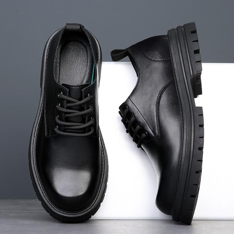 Derby shoes 2025 new autumn low-top Martin boots men's platform heightening versatile breathable business casual leather shoes