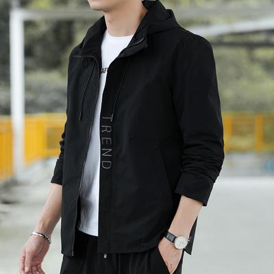 Spring and Autumn Men's Hooded Casual Jacket Loose Sports Fashion Jacket