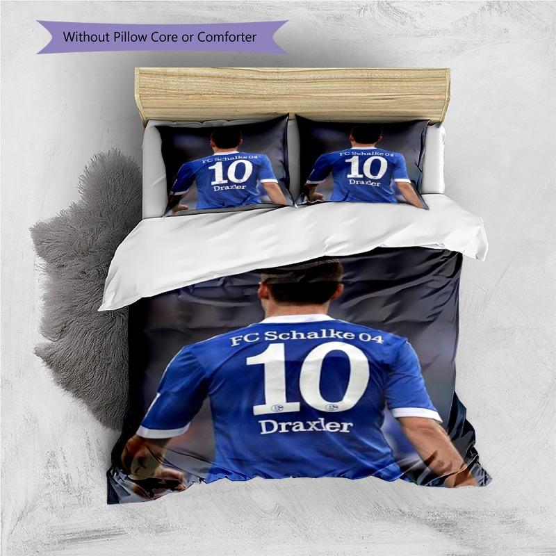 Draxler FC Schalke 04 Nr. 10 3-teiliges Bettwäsche-Set Bettbezug mit 2 Kissenbezügen, Fußballspieler Rückendruck Bettbezug für Fans