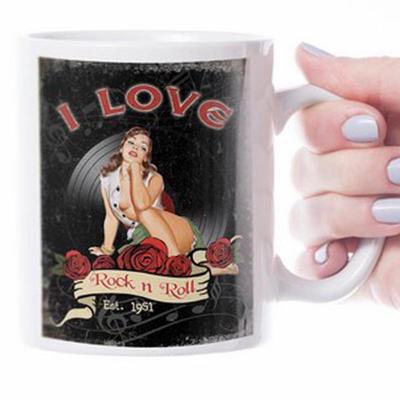 [A2184] - Keramiktasse 'I Love Rock N Roll' schwarz (1951) - 95 x 80 mm