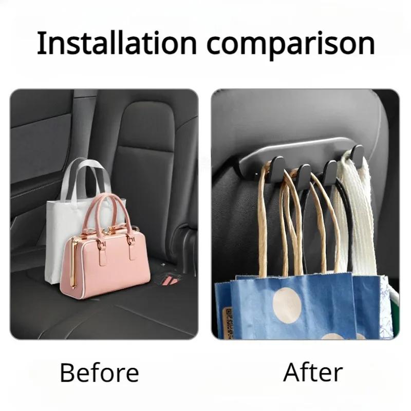 Car Rear Seat Phone Holder for Tesla Model 3 Y S X 3+ Model Y Launch 2025 Back Seater Headrest Bracket with 4 Hook Bag Organizer