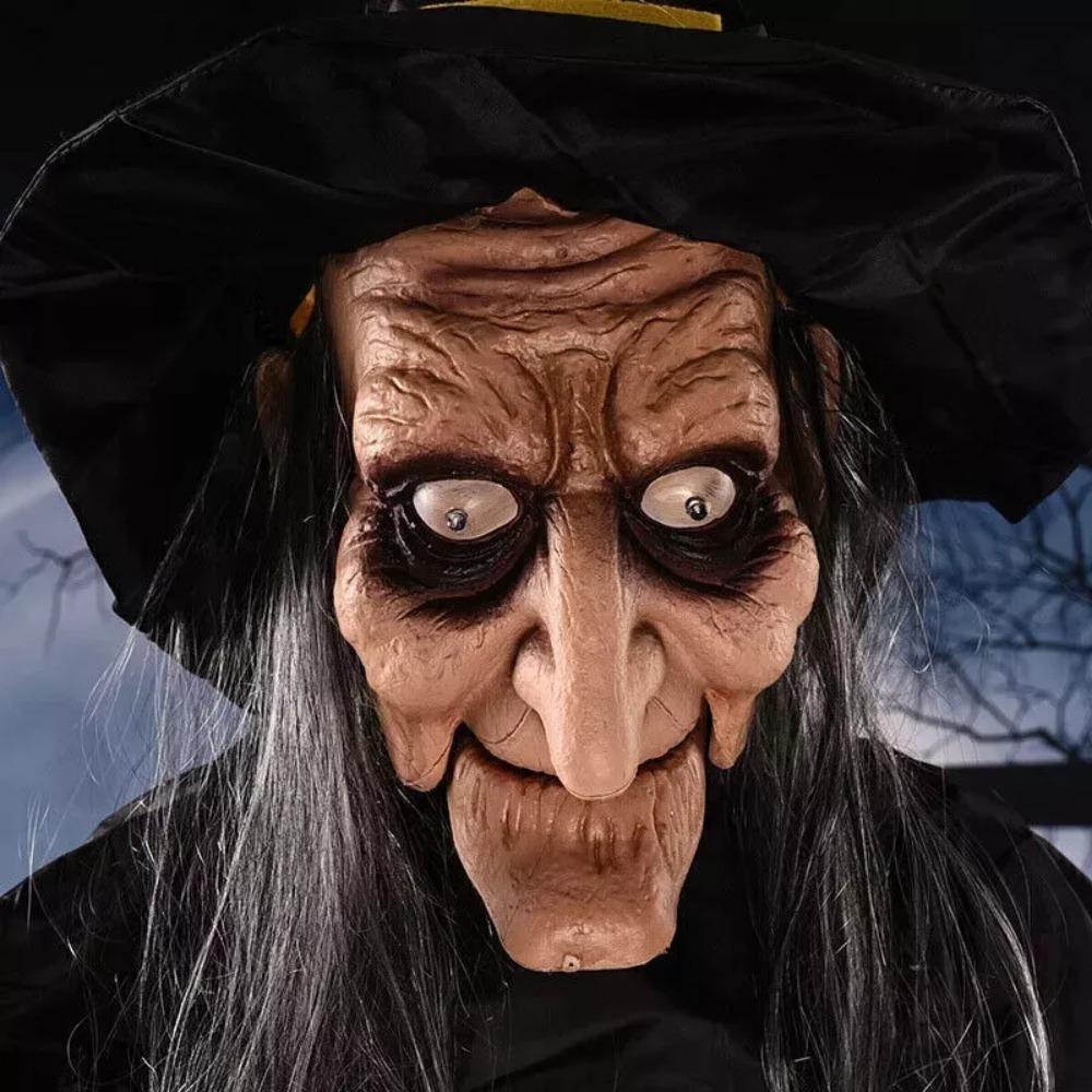 Purple Life Size Talking Witch Halloween Red Eye Animated Witch Spooky Animatronic Witch