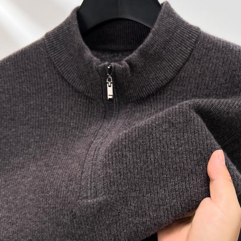 Hengyuanxiang Men's Half-Zip Wool Blend Knit Sweater