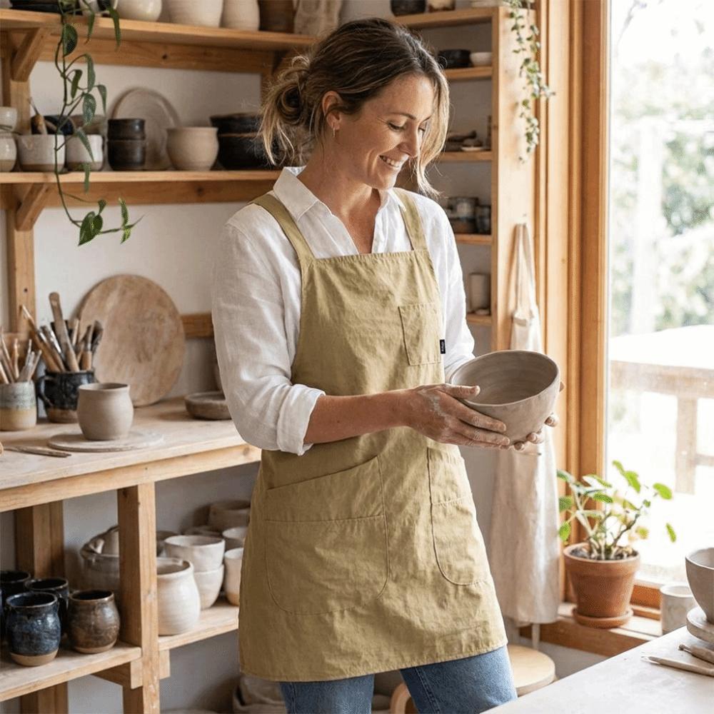 With Pocket Sleeveless Apron Oil-Proof Dirt-Resistant Workwear Simple Cooking Apron Catering Use