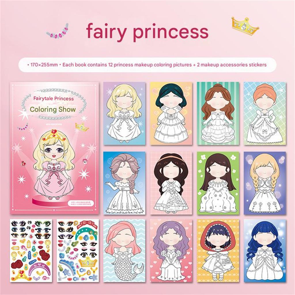 Girls  Princess Dressing Up Sticker  Coloring Book Children's Drawing Toy DIY Sticker Book  Toy