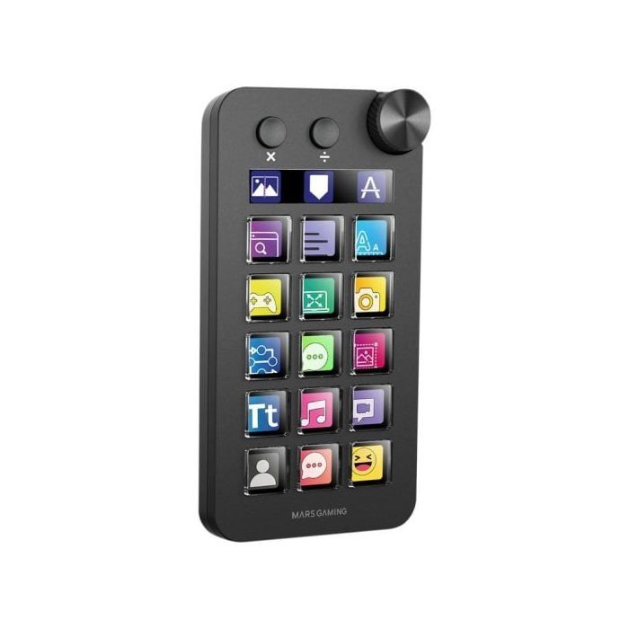 Mars Gaming MSD-NEO Control Deck 15 Teclas LCD Rueda y Botón Dual Windows y MacOS 10.15+ Negro