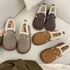 Herbst und Winter Neuer Stil Schuhe Plüsch Baumwollschuhe für Draußen Retro Braun Plüschschuhe für Damen