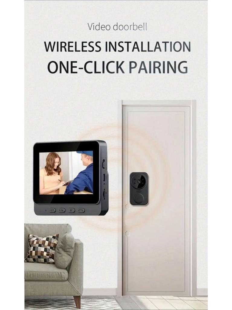 4.3-Inch Smart Wireless Video Doorbell with Two-Way Talk and Peephole Camera