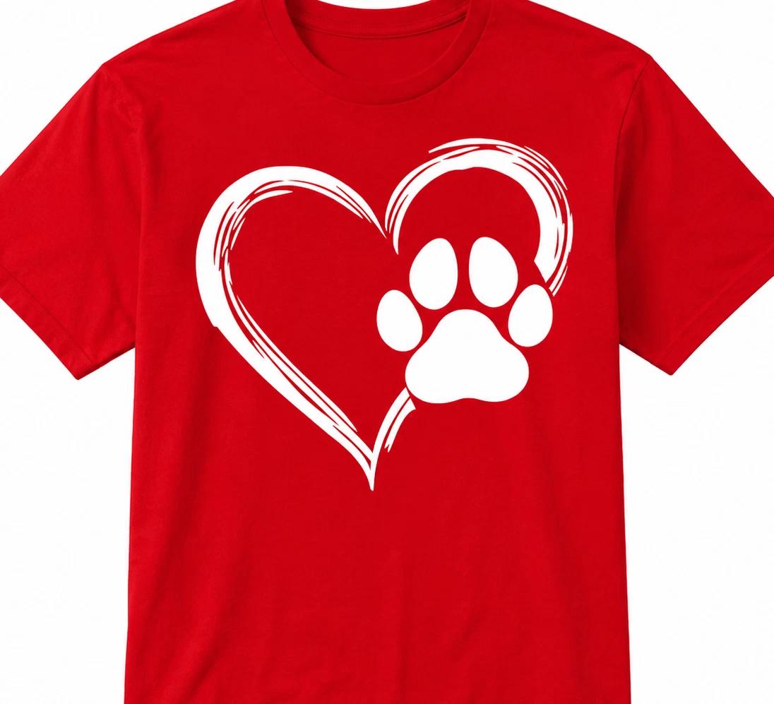 Dog Paw Heart Love T shirt tee dad dog lover mom XXL
