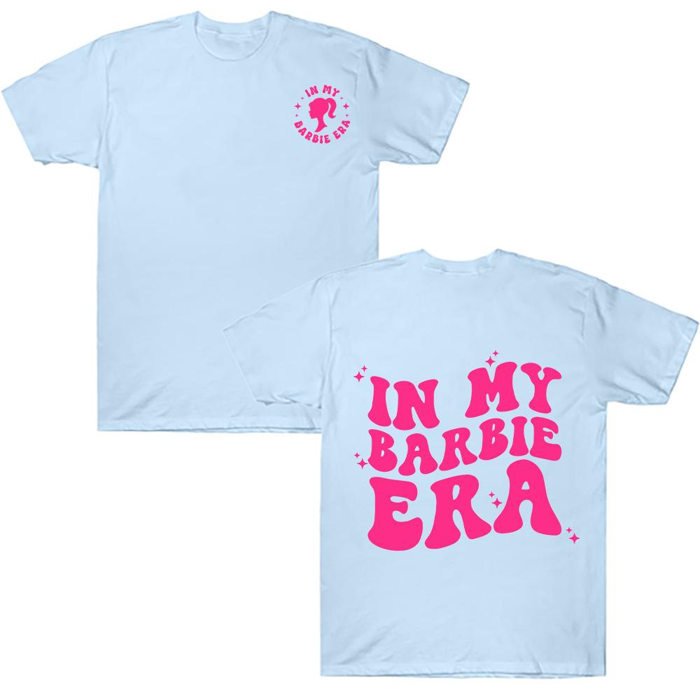 Бавовняні футболки Барбі з принтом «Моя ера Барбі», милі літні футболки для дівчат, жіночий топ з коротким рукавом, модний подарунок для жінок