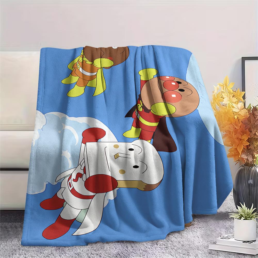 Anpanman Family pattern Flannel Blanket, High quality Comfortable for All Seasons, Home Decor, Warmth and Comfort, Perfect for Gifts.