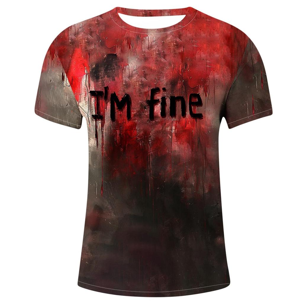 Chemise décontractée à manches courtes et col rond pour homme avec imprimé Halloween