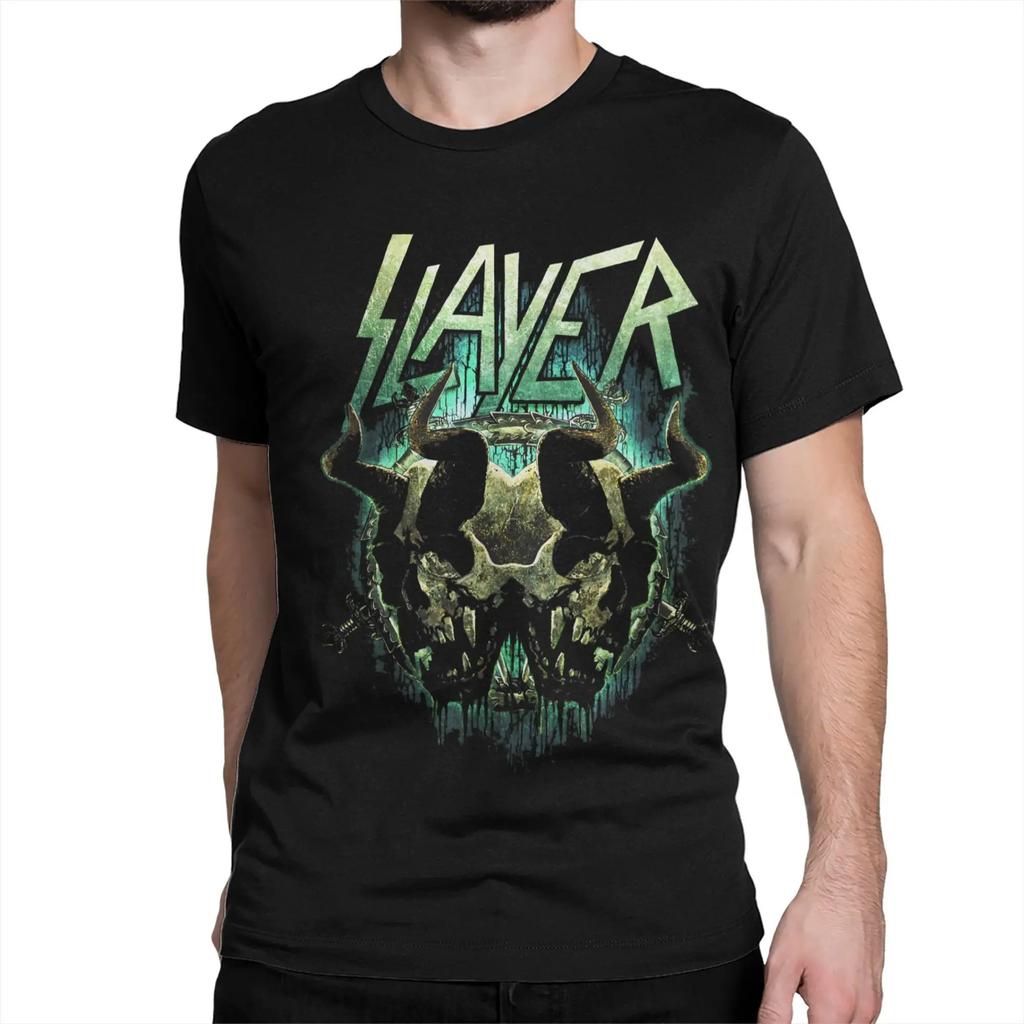 Harajuku High Quality Tops Heav Metal Slayer Print T-shirt Men Women Streetwear Oversized Vintage Cotton Loose Clothing Unisex