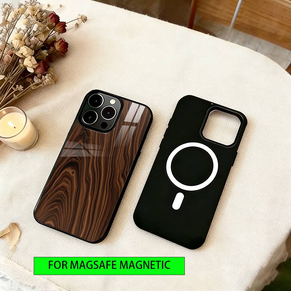 Natural Wood Phone Case For iPhone17,16,15,14,13,12,11 Plus,Pro Magnetic with Magsafe Wireless Charging
