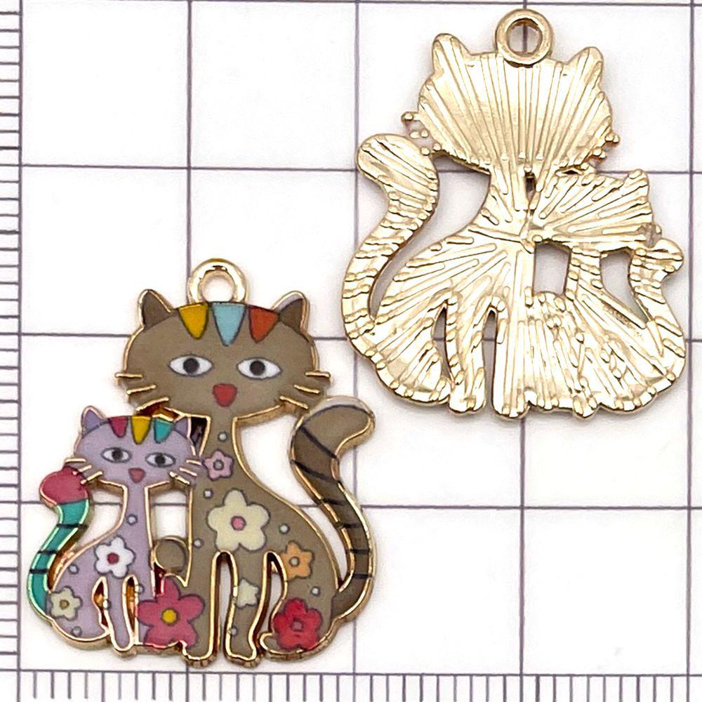 10 Color Enamel Alloy Cartoon Cat Charms Pendants for DIY Jewelry