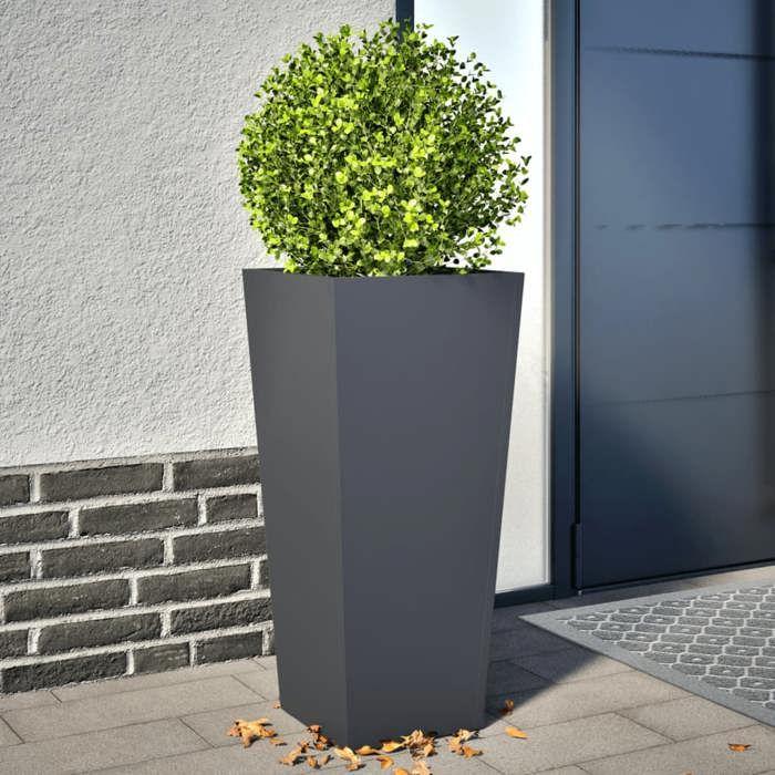 VidaXL Planters 2 Pcs Anthracite 35x35x75 Cm Steel, Outdoor Planter, Flower Box, Garden Box, Planter 851085