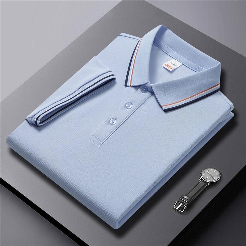   Men's Summer Striped Collar Polo Shirt Short Sleeve Business Casual Breathable