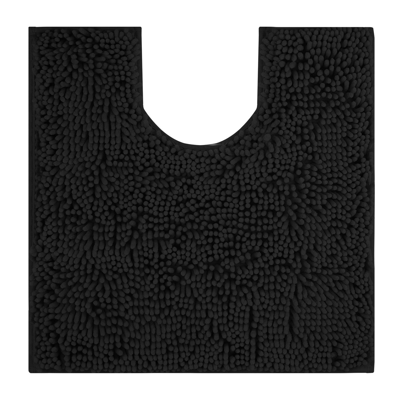 

Toilet Rugs U Shaped Washable Bathroom Mat Extra-Soft Plush Rug Chenille Microfiber Super Absorbent Shaggy Machine Wash & Dry 500MMx500MM чорний