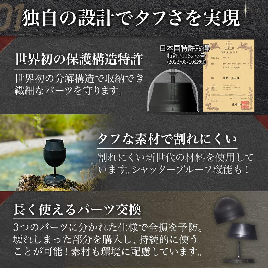 Tsutsuiglass Tough and Delicious Sake Glasses, 420ml, Thin-Mouth 0.75mm, Shatter-Resistant, Lightweight 108g, Compact Storage, Portable, Dishwasher