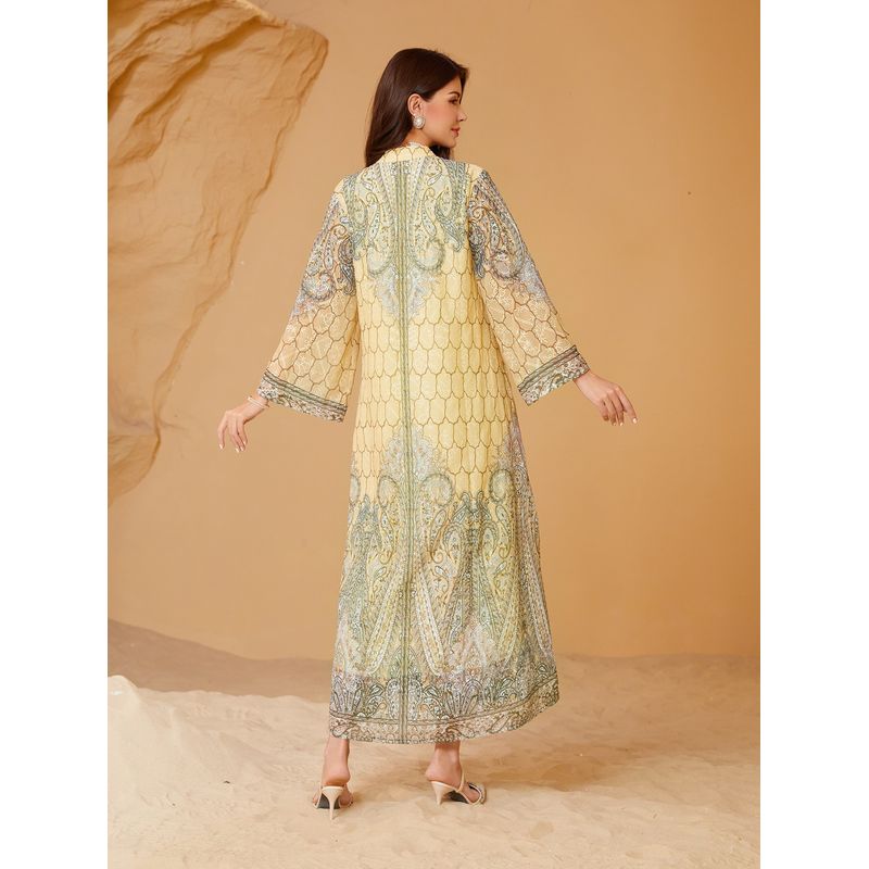 Middle East Women's Robe Embroidered Printed Rhinestones Female Dress Plus Size Dubai Dress plus-Size Dress