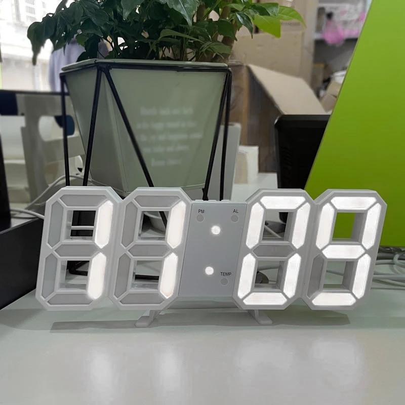 Outdoor Camping Desktop 3D LED Digital Clock, Luminous Fashion Clock, Multifunctional Creative USB Plug-In Electronic Clock