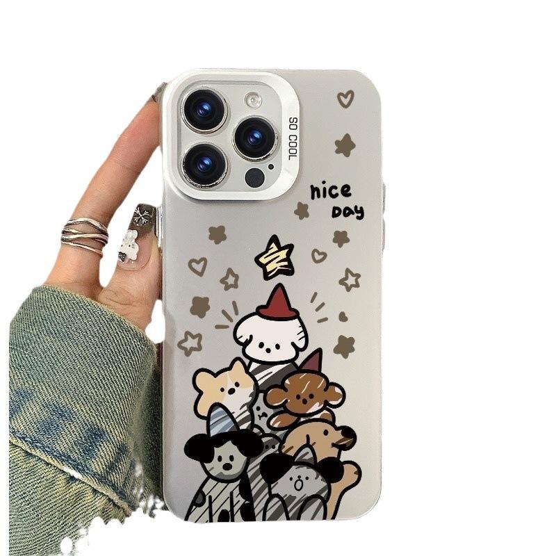 Colorful Silver Star Animal iPhone 16 Pro Max iPhone 18 Phone Case 14IMD Cartoon Anime 13/12 Case