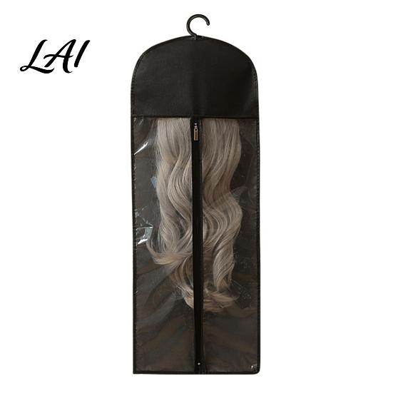 Zippered Wig Storage Bag Hanging with Hook Breathable Non-woven Fabric Dust-proof Organizer Protector Space Saving Portable Zipper Case for