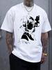 Casual Graphic T-shirt - Smoking Girl Anime Print