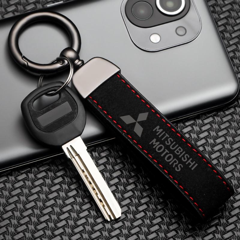 gzbf5 2026 Suede Leather Men Key Chain Rings Luxury Women Car Keychain For Mitsubishi Lancer ASX L200 Attrage Pajero Sport Accessories