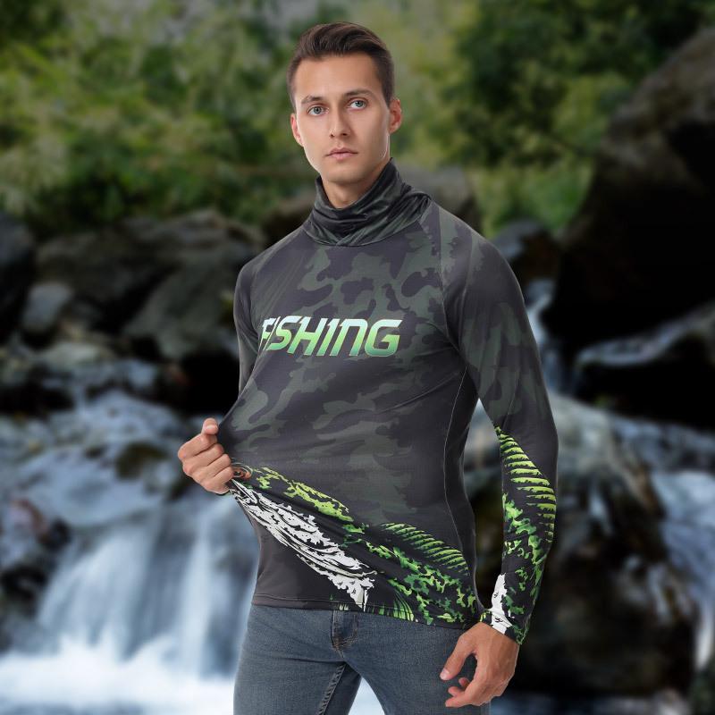 Men's Summer Quick-Dry Fishing Hoodie with UV Protection and Sunshade Mask