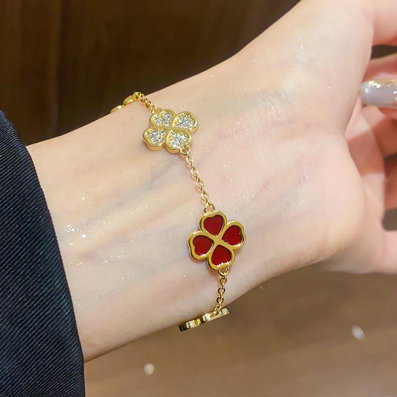 18K Gold Plated Zircon Flower Bracelet – Light Luxury, Versatile Fashion Bangle