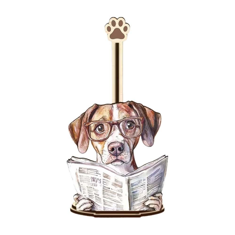 

Animal Themed Animal Wooden Tissue Holder Wooden Food Wrap Kitchen Towel Rack Cartoon Cattle Cat Dog Vertical Cloth and Towel