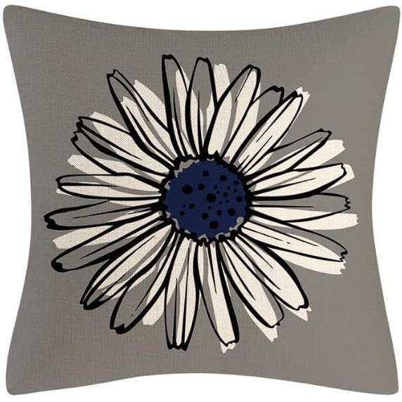 BetterJonny Cushion Cover Scandinavian 45x45cm Blue 4 Pieces Linen Floral Pattern Sofa Interior Decoration Back Cushion Cover Sat Futon Cover