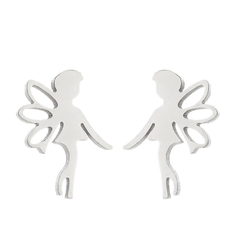Stainless Steel Hip-Hop Punk Smiley Face & Cupid Angel Earrings