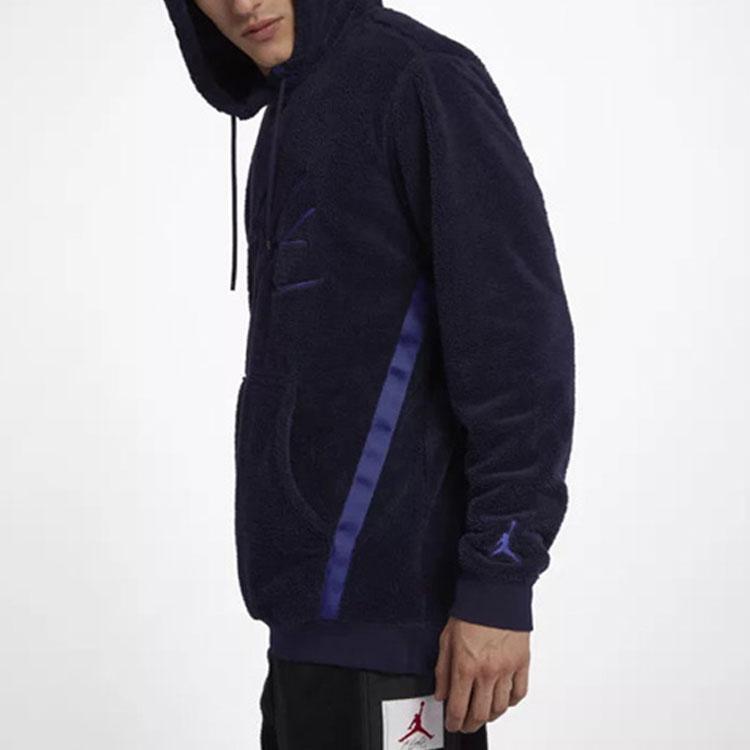 Air Jordan Flight Fleecegefütterter warmer zweifarbiger Sport-Hoodie für Herren Hoodie Blau AH6251-416